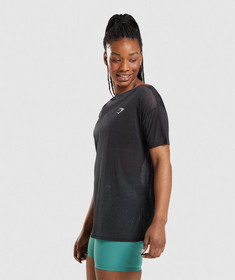 Women's Gymshark Training Oversized Top T-Shirts Black | CA 5078AD